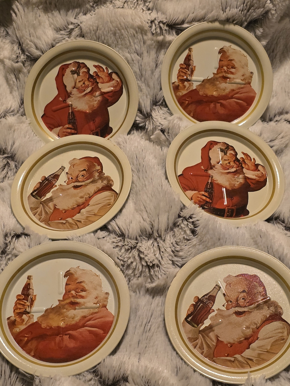 Vintage Coca Cola Santa Collector Coasters Set Of 6 EUC